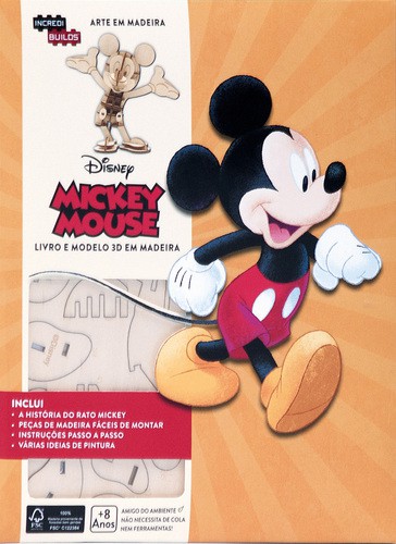 Mickey Mouse - Livro e Modelo 3D em Madeira - DISNEY